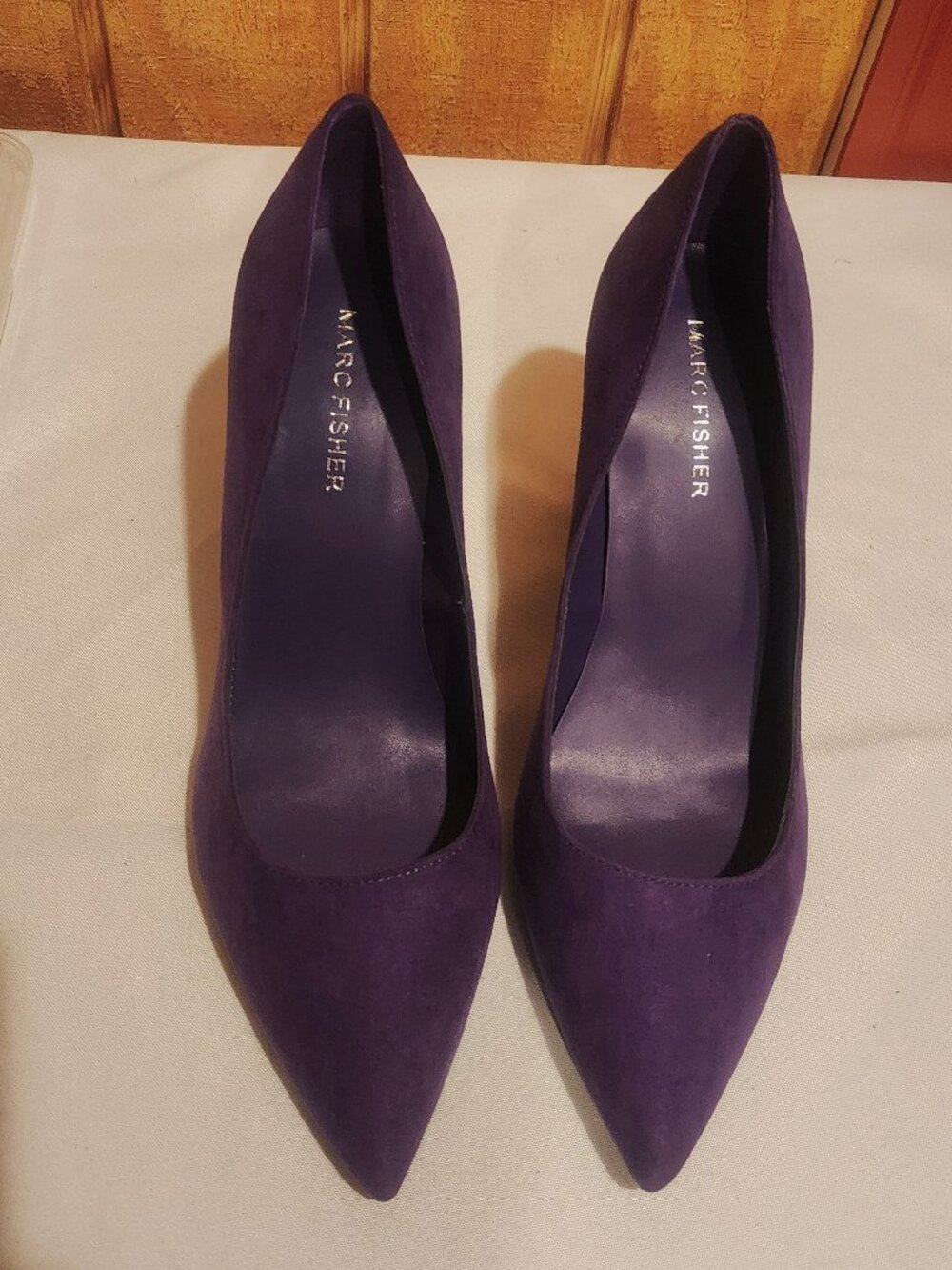 Marc Fisher LTD Purple Suede Abilene Pointy Block Heel Pumps Size 7.5M